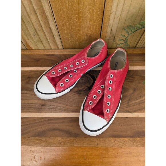 Vintage Converse Chuck Taylor All Star Red Canvas Slip-On Sneakers  Mens 7 / Wom - Picture 1 of 6